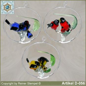 Glass animals, glass birds, glass bird family in ring