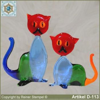 Glass animals, glass animal Cat, Cats Set 2-pc. stylized